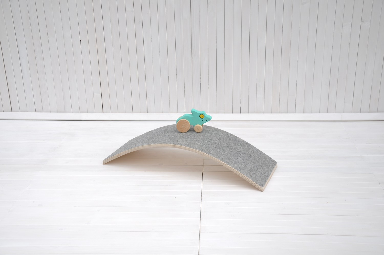 Wobble Board Wobbly Toddly Fit with Grey Felt Barin Toys Balance Board for toddler coordination and core strength development at home