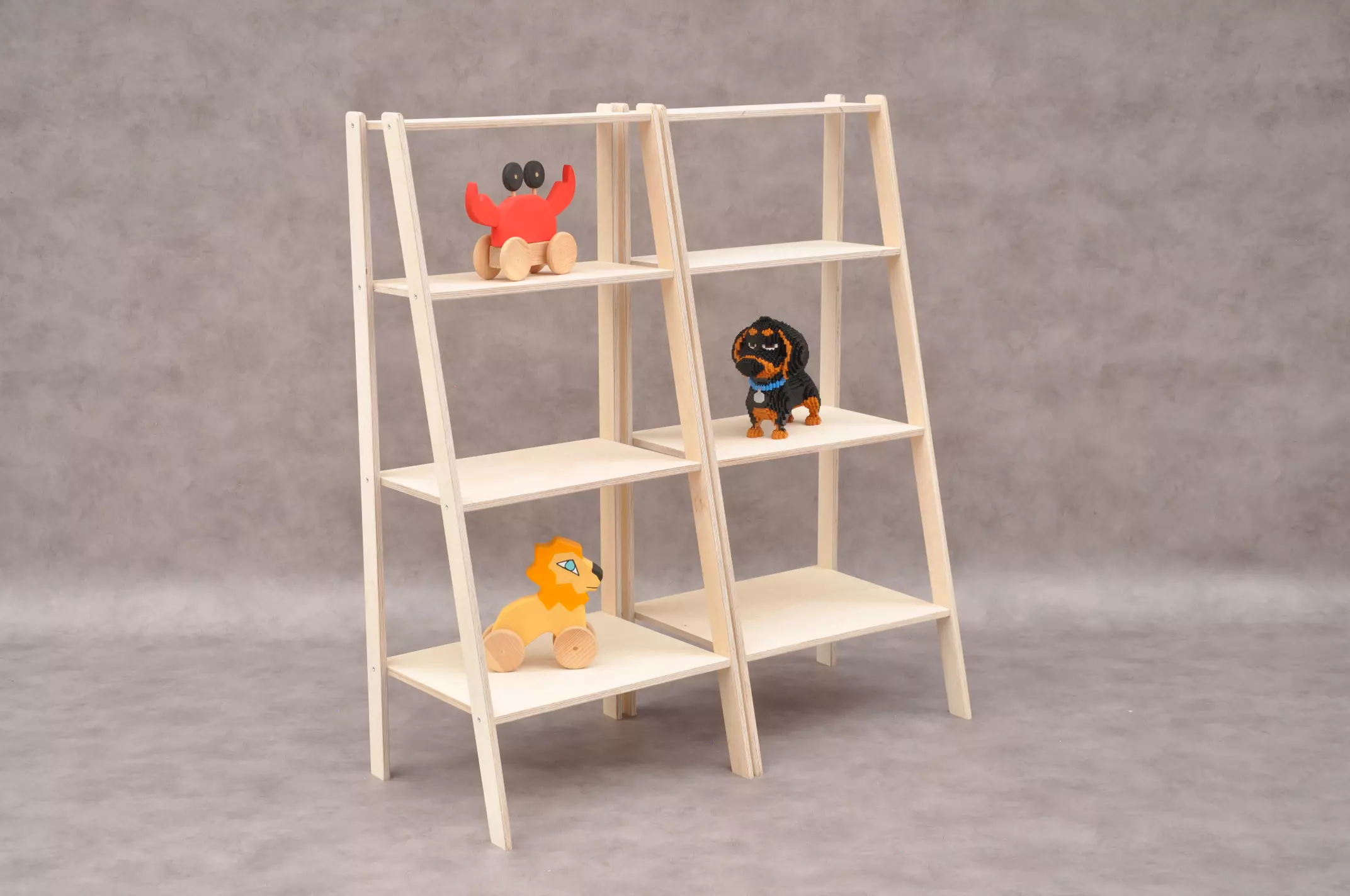 Children's toy storage nursery shelving display wooden rack set of 2 available to order online at Barin Toys.co.uk with UK free shipping.