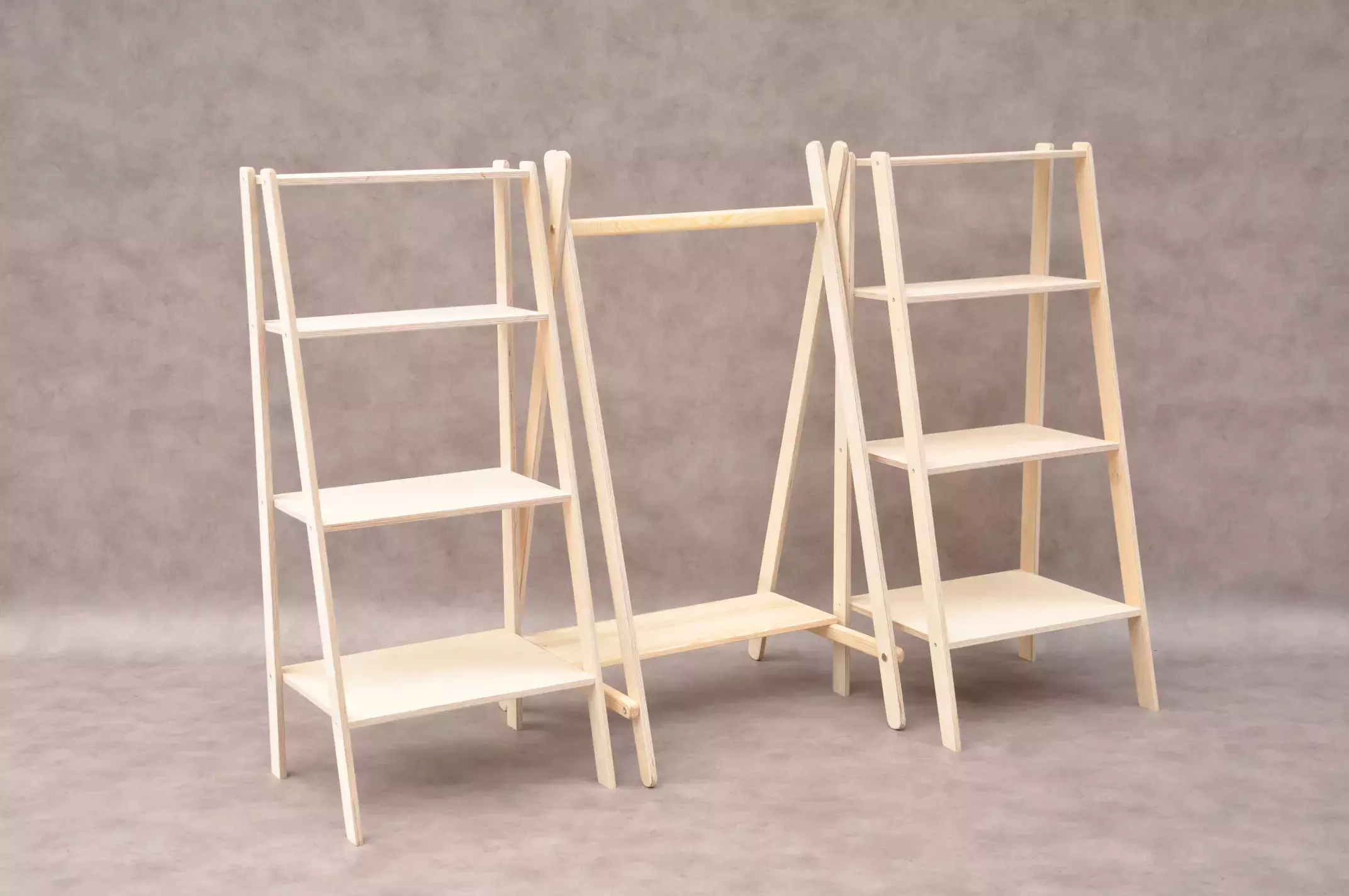 Kids wardrobe Barin Toys Tiny Tot: small clothes rail wooden rack and childrens dressing up display ladder shelf closet set of 2 - available to order online at BarinToys.co.uk with UK free delivery.