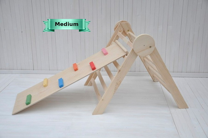 Pikler triangle set Circle Natural Baby folbale Wooden climbing frame for toddlers and babies from 6 months