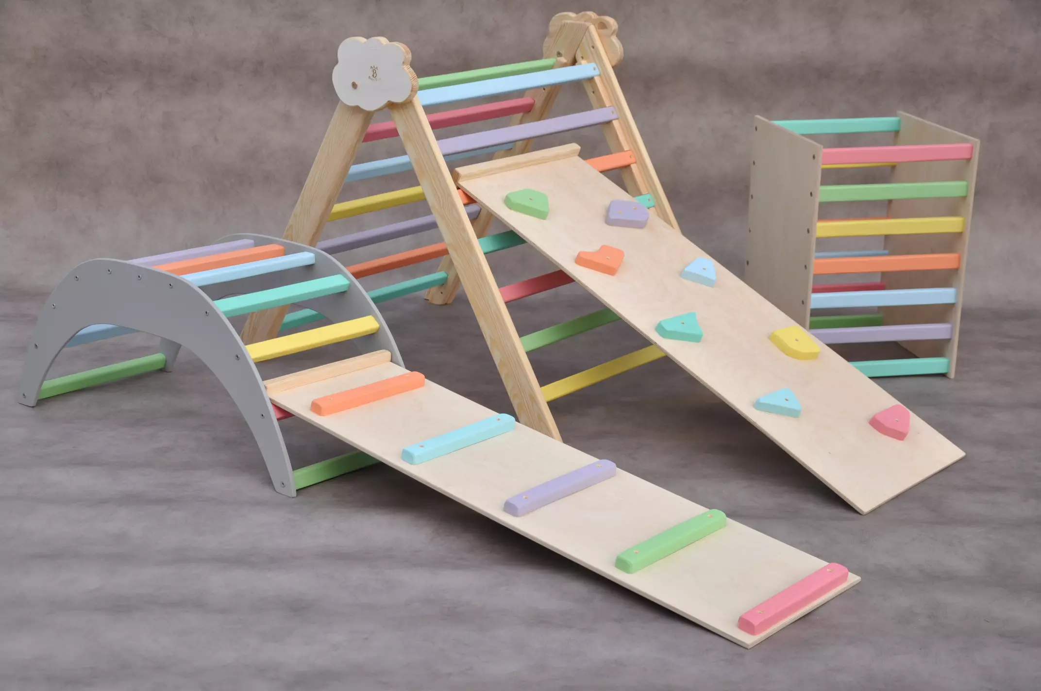 Indoor climbing frame and Rocker climber big wooden activity nursery play structure available at Barin Toys uk store.