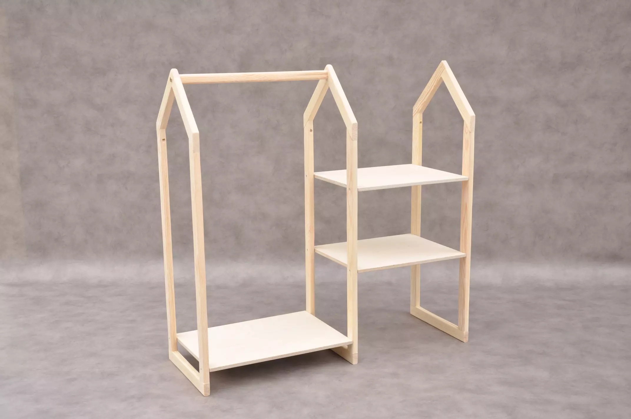 Clothes rail wooden kid's wardrobe rack House by Barin Toys.