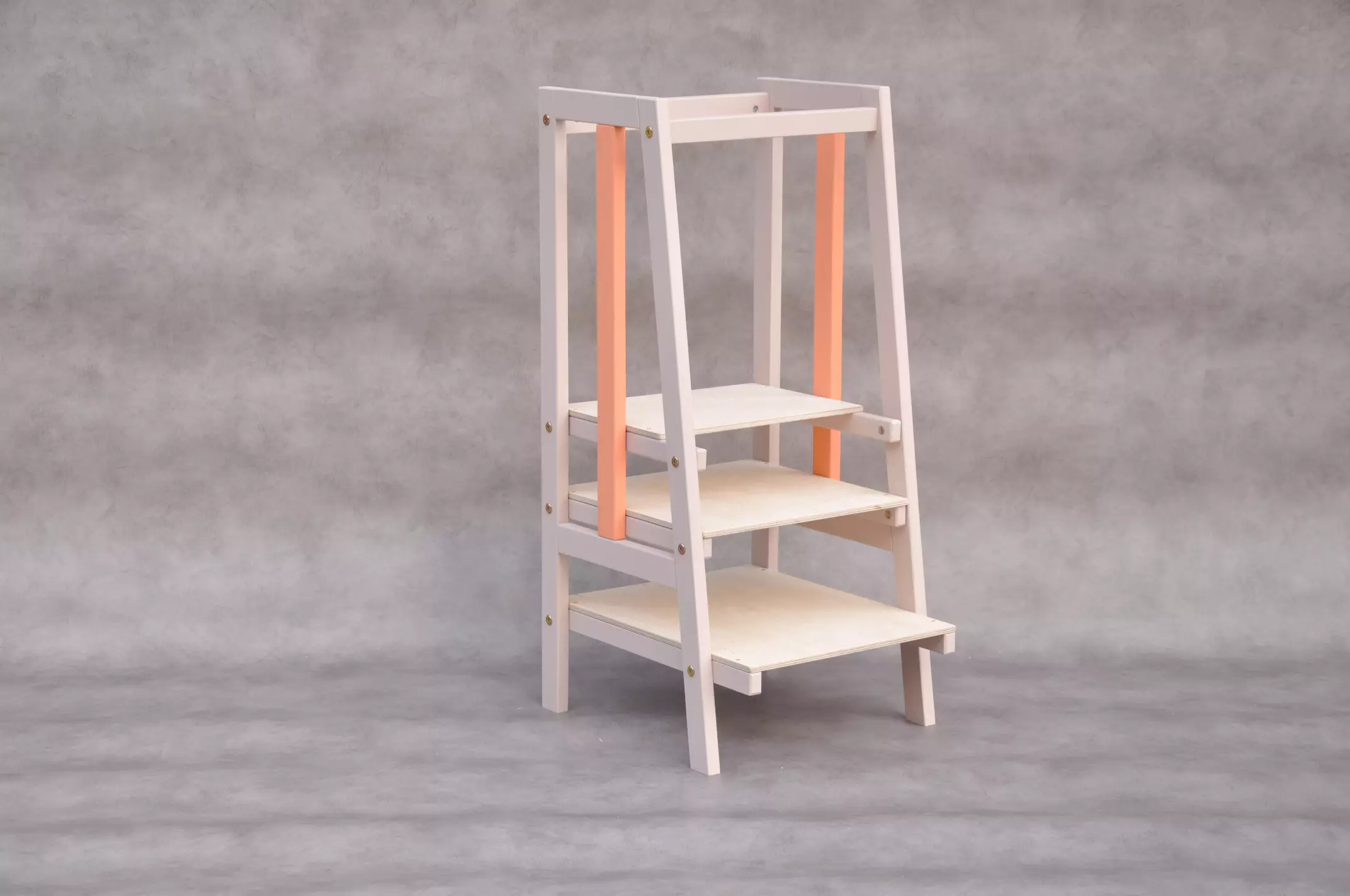 Learning tower by Barin Toys brand - Stripe Bisque & Mandarin - toddler cooking learning & kitchen tower modern step stool collection new in 2024.