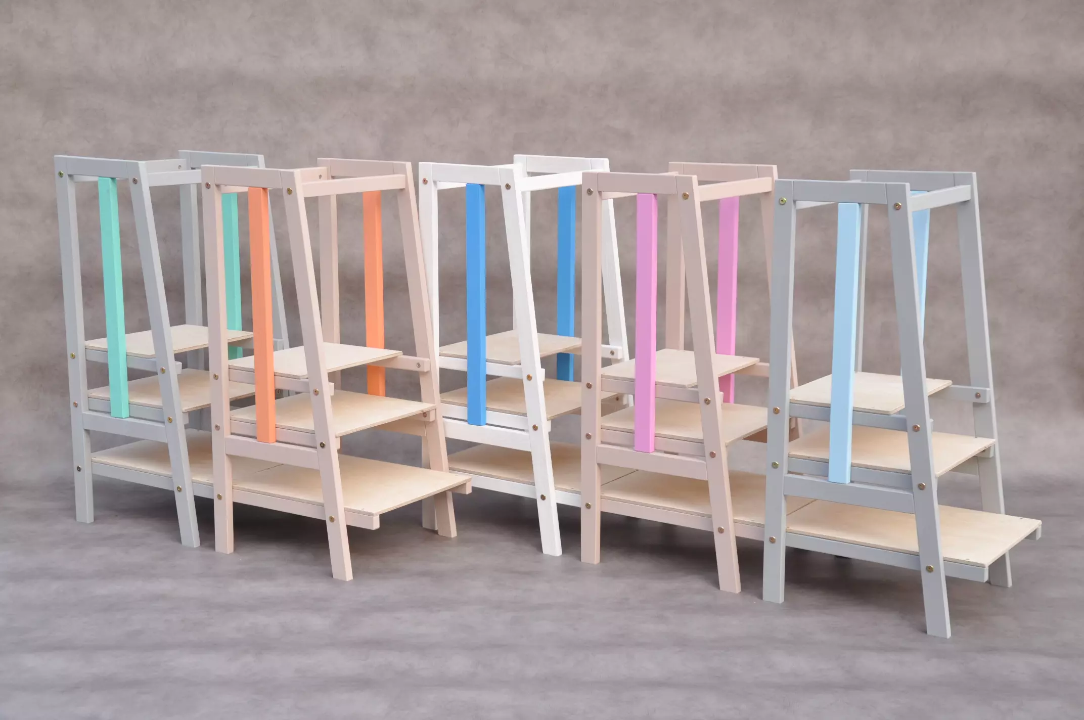 Tower kitchen helper Stripe modern design collection of Montessori step stools by Barin Toys, available for sale at brand toy shops with free delivery across UK.