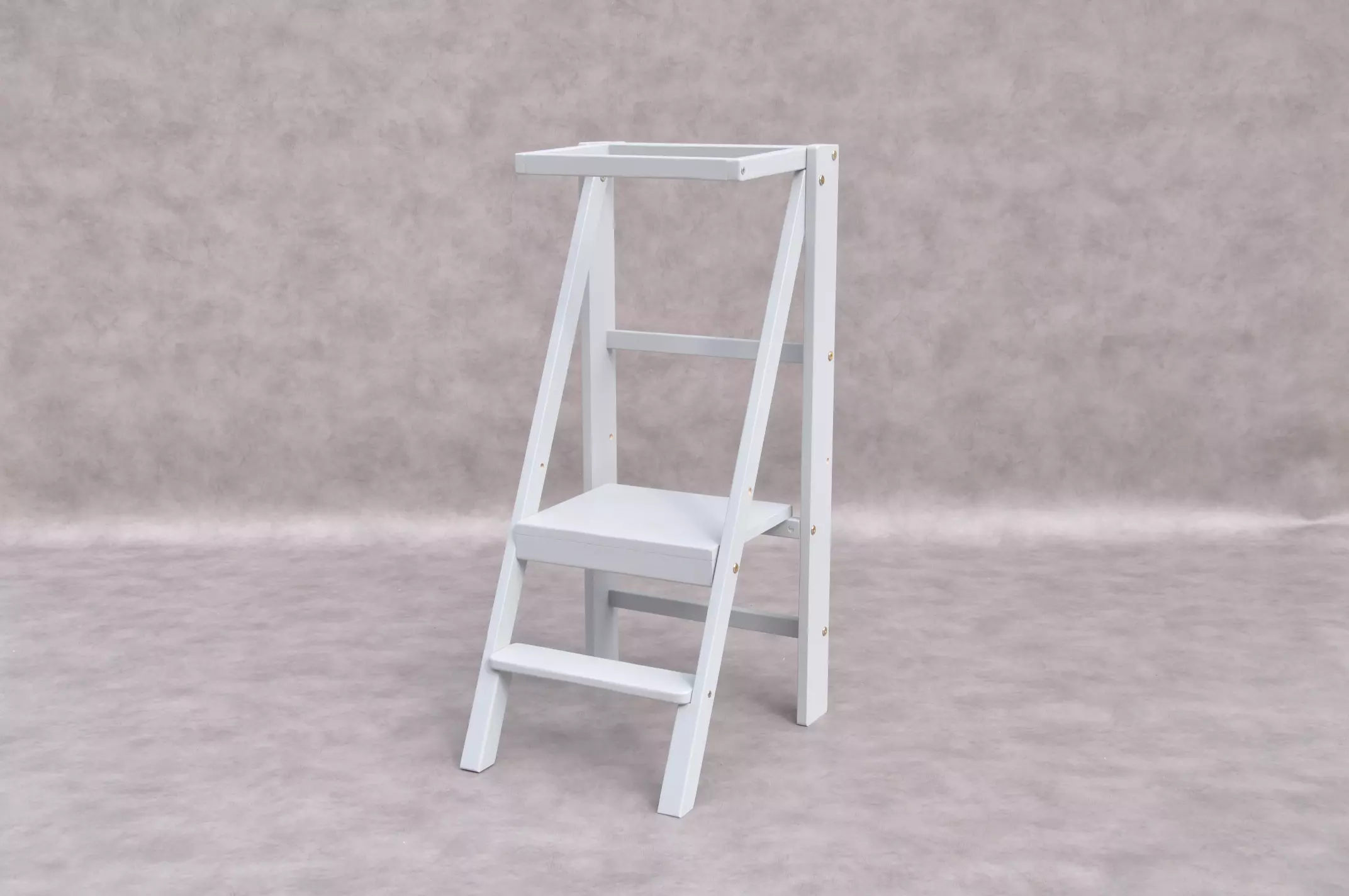 Fold away step stool - BarinToys Slim foldable kitchen helper - 2 step footstool, collapsible stool and wooden ladder for adults and children.