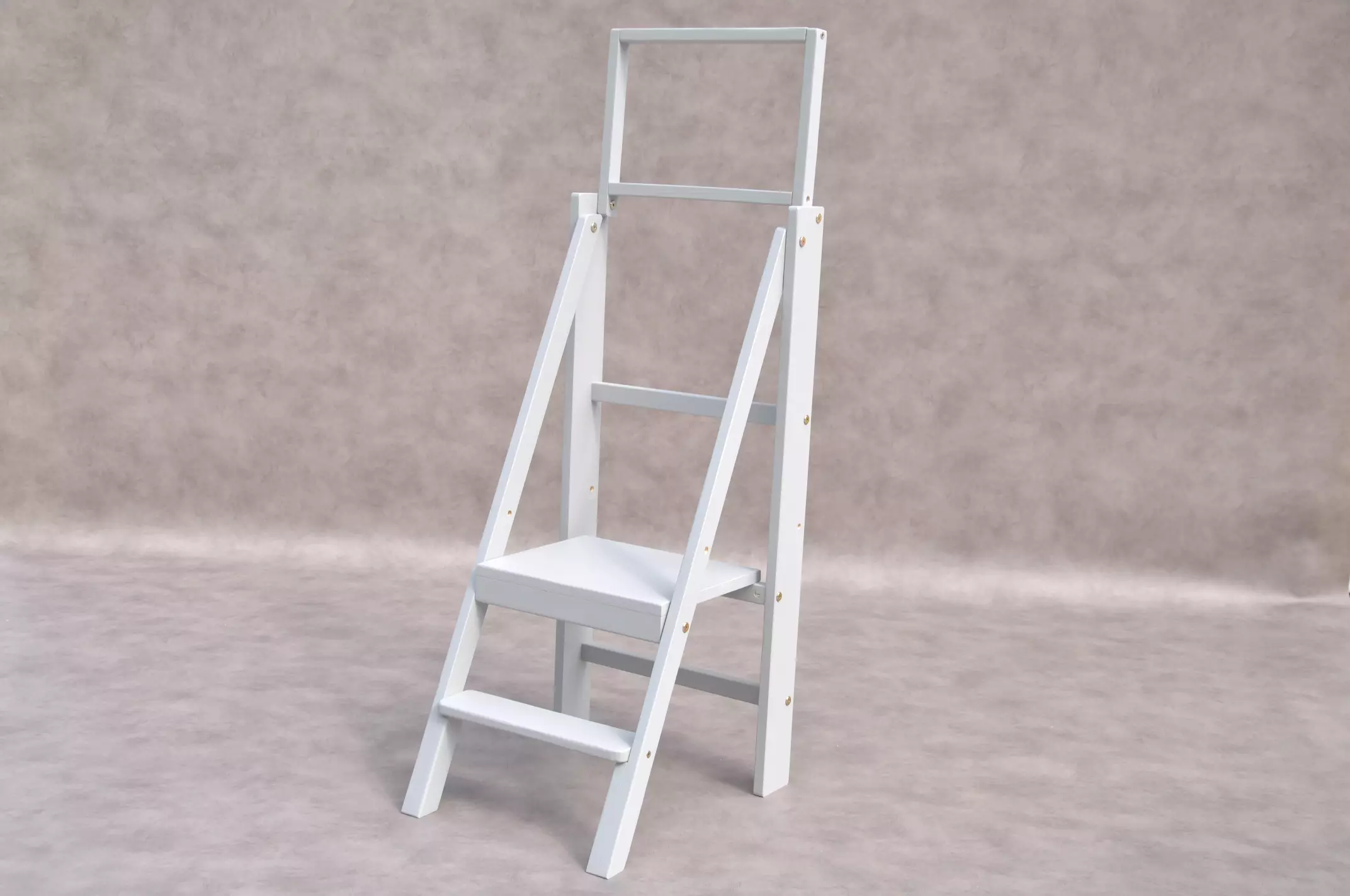 Foldable learning tower - Slim toddler tower and kitchen helper - grey wooden step ladders by Barin Toys UK online store.