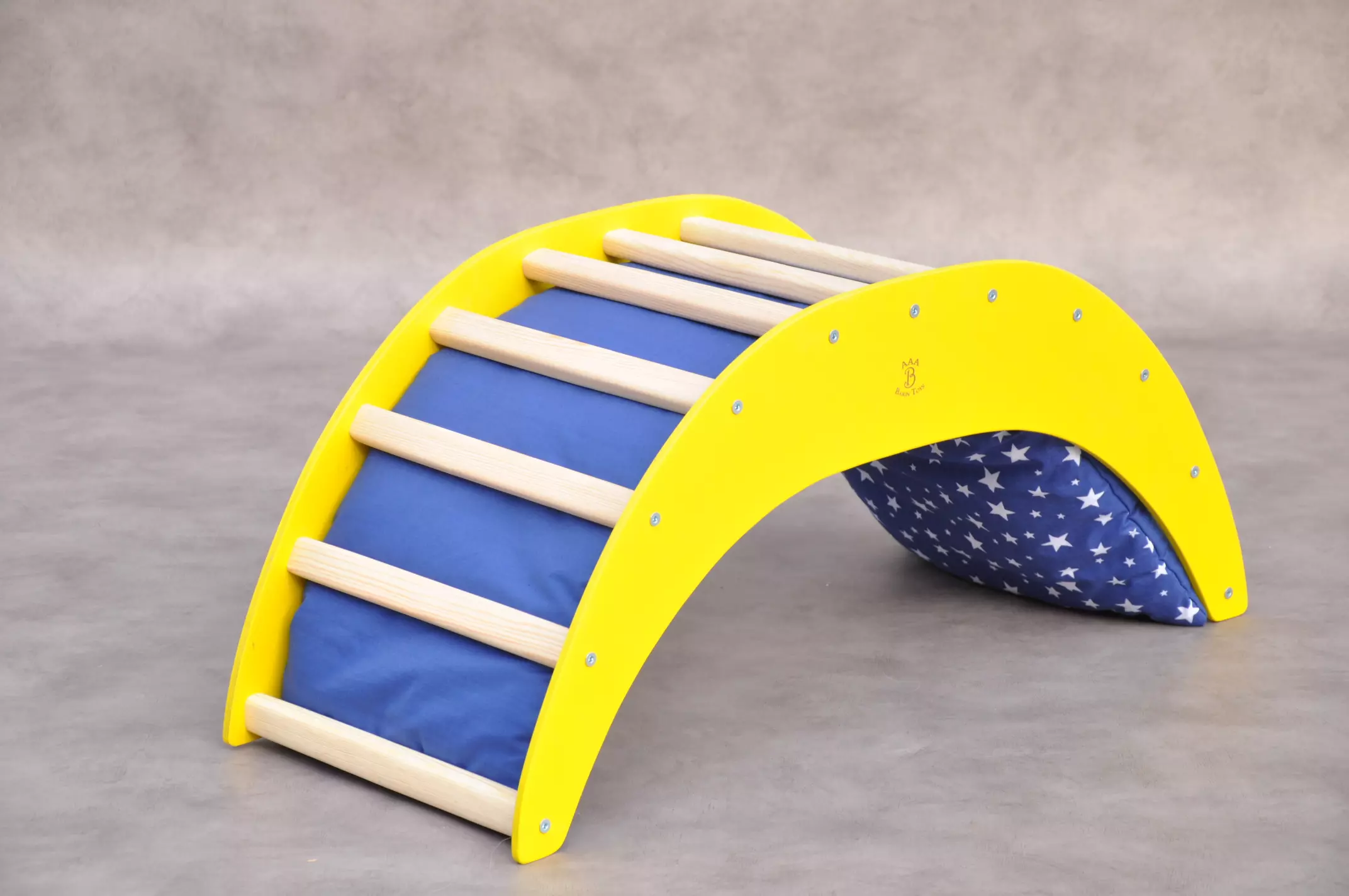 Montessori toys for 1 year olds: Barin Toys Moon climbing arch with starry night pillow - my first christmas baby gift set idea from Barin Toys uk toddlers gift shop.