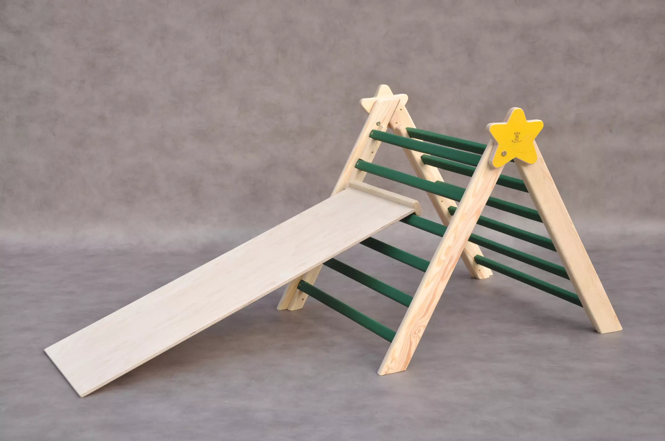 Pikler triangle Barin Toys Christmas Tree with a Star - unusual 1st birthday baby gift and toddler present christmas list idea.