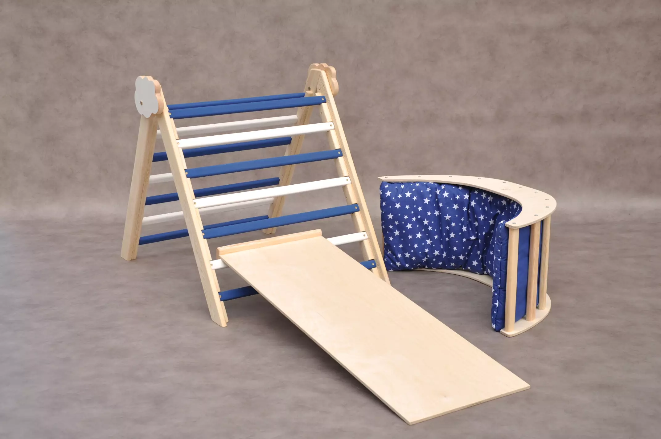 Climbing frame with a slide Cloud Marine blue for nautical design baby room.
