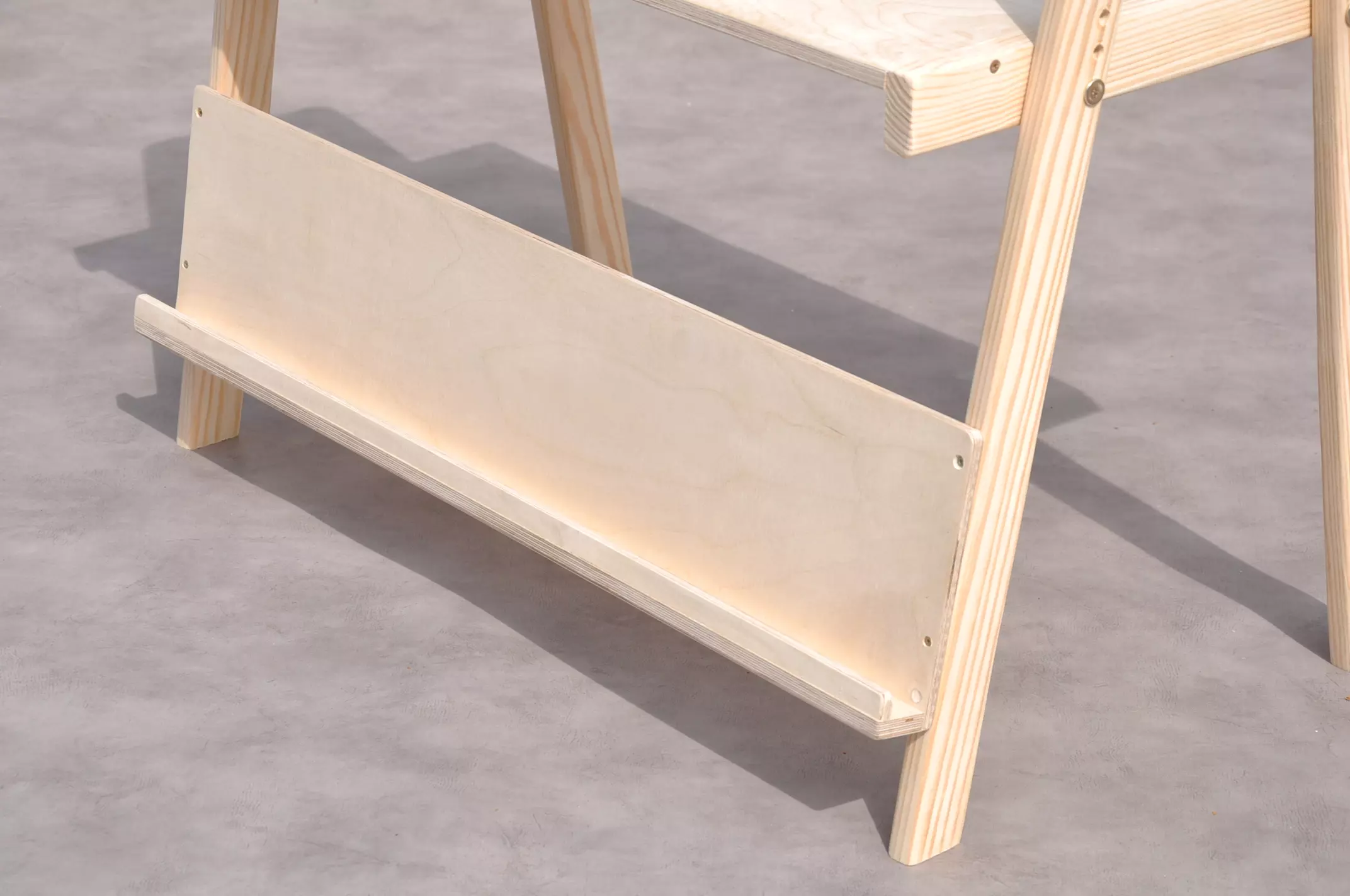 Montessori wooden bookshelf with kids desk and chair Barin Toys brand toddler set.